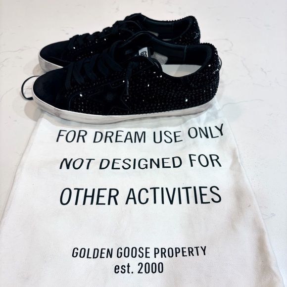 Golden Goose black suede SuperStar w/ Swarovski crystals & black suede star. - Picture 4 of 12